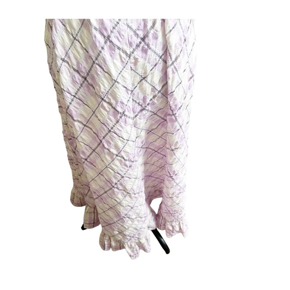 Boston Proper Dress Size Medium Womens Maxi Smocked Plaid Purple Cottagecore - Picture 8 of 12